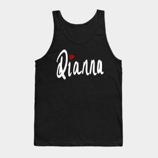 Dianna girls name woman’s first name in white cursive calligraphy personalised personalized customized name Gift for Dianna Tank Top